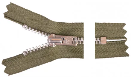 YKK Blixtlås Aluminium 12cm 4mm Army