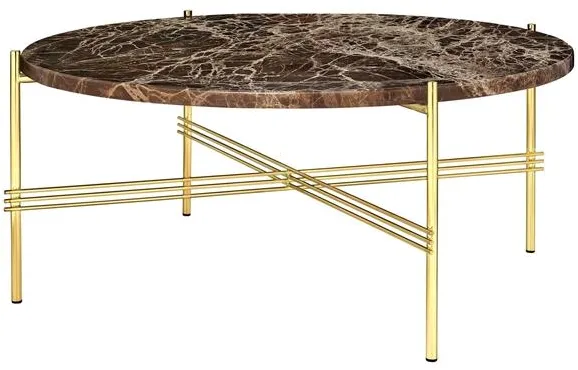 GUBI TS Soffbord Rundt Ø80 Mässing/Brun Emperador Marmor